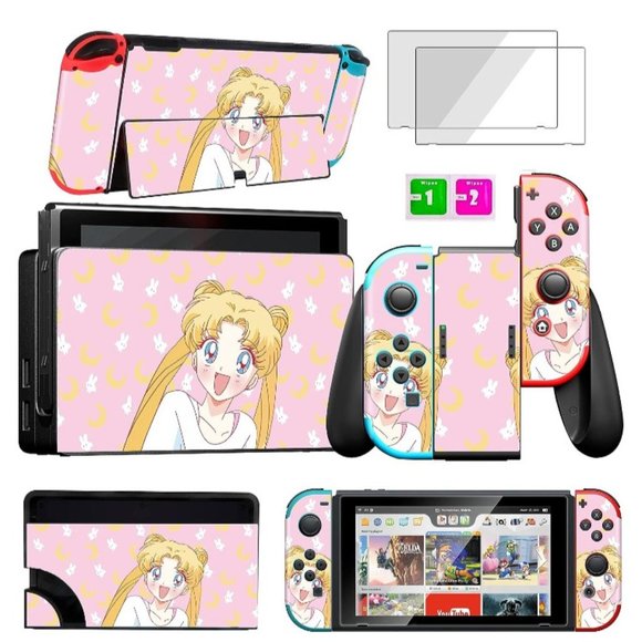 Kawaii Anime Cartoon Skins Stickers for Nintendo Switch OLED 2021 For Girls and - Picture 1 of 7